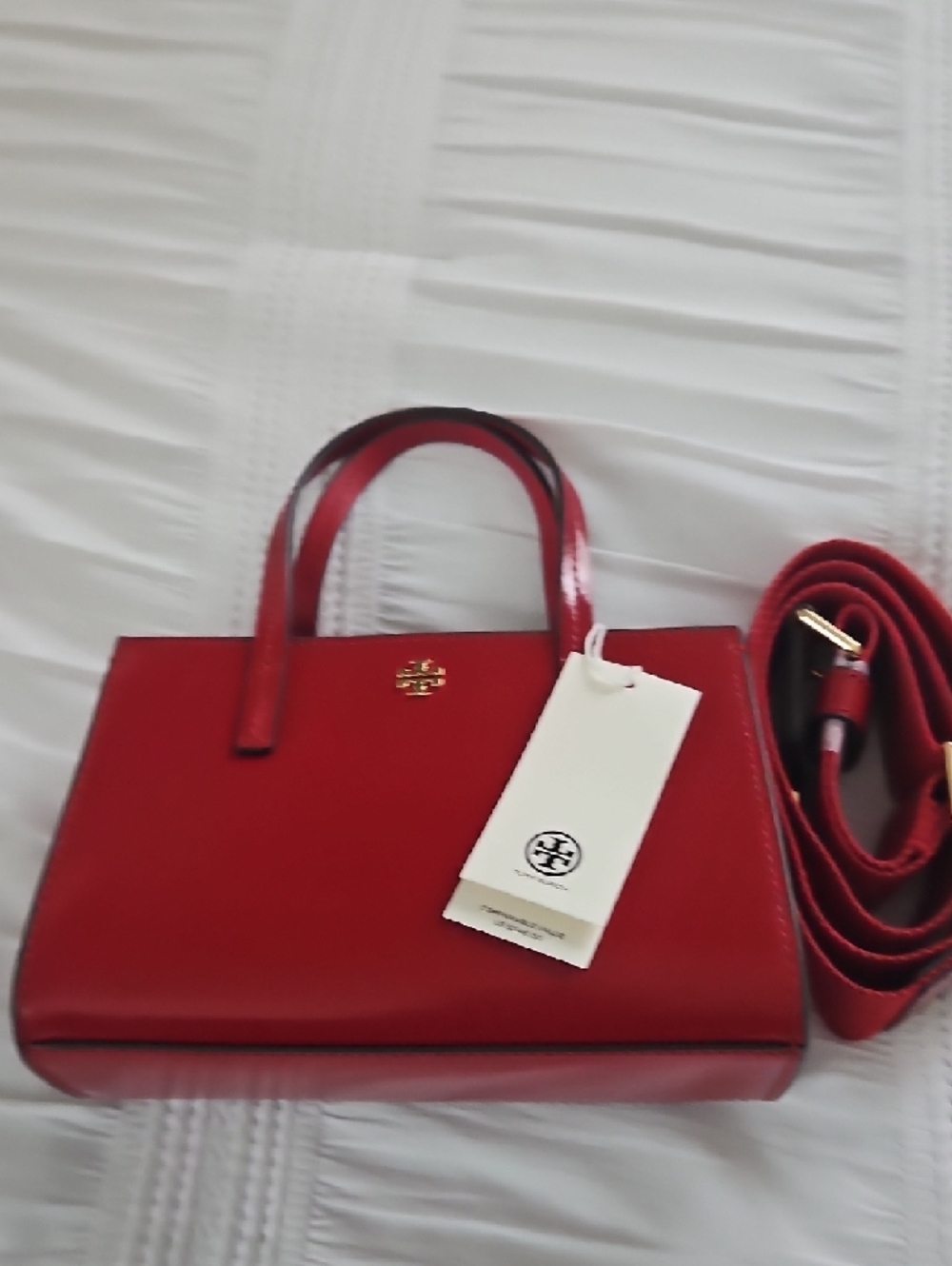 Tory Burch Blake Mini Tote In Lipstick Red - Picture 3 of 8